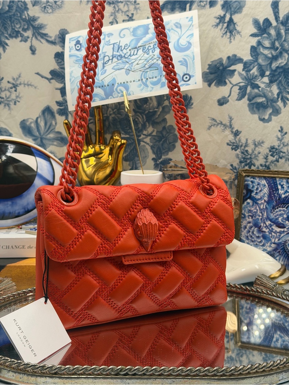 🆕 KURT GEIGER LONDON 🧿 NWT Mini Kensington Drench Crossbody Bag, Neon Orange